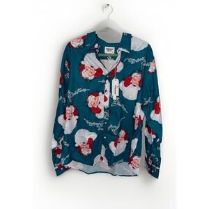 NWT Men's XL Tunevuse Regular Fit Long Sleeve Button Down Santa Claus Shirt Xmas